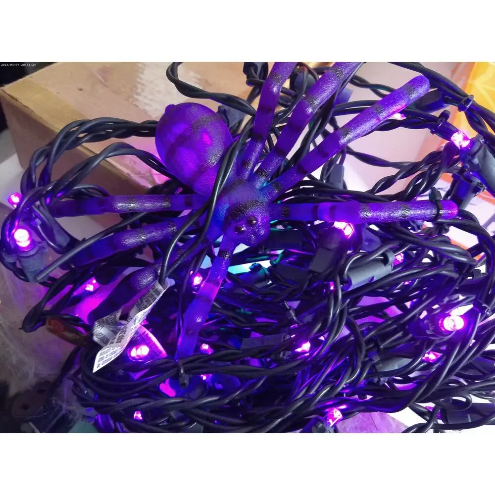 Celebrate It Halloween 5 Ft LED Purple Black Lighted Spider Web